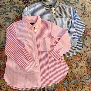 Talbots Pink and Blue Striped Button-down blouse Shirts tops
